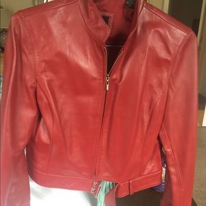 Red leather jacket